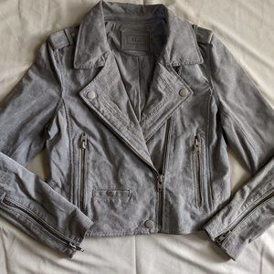 SL8 Genuine Suede Gray Biker / Moto Jacket - Size S